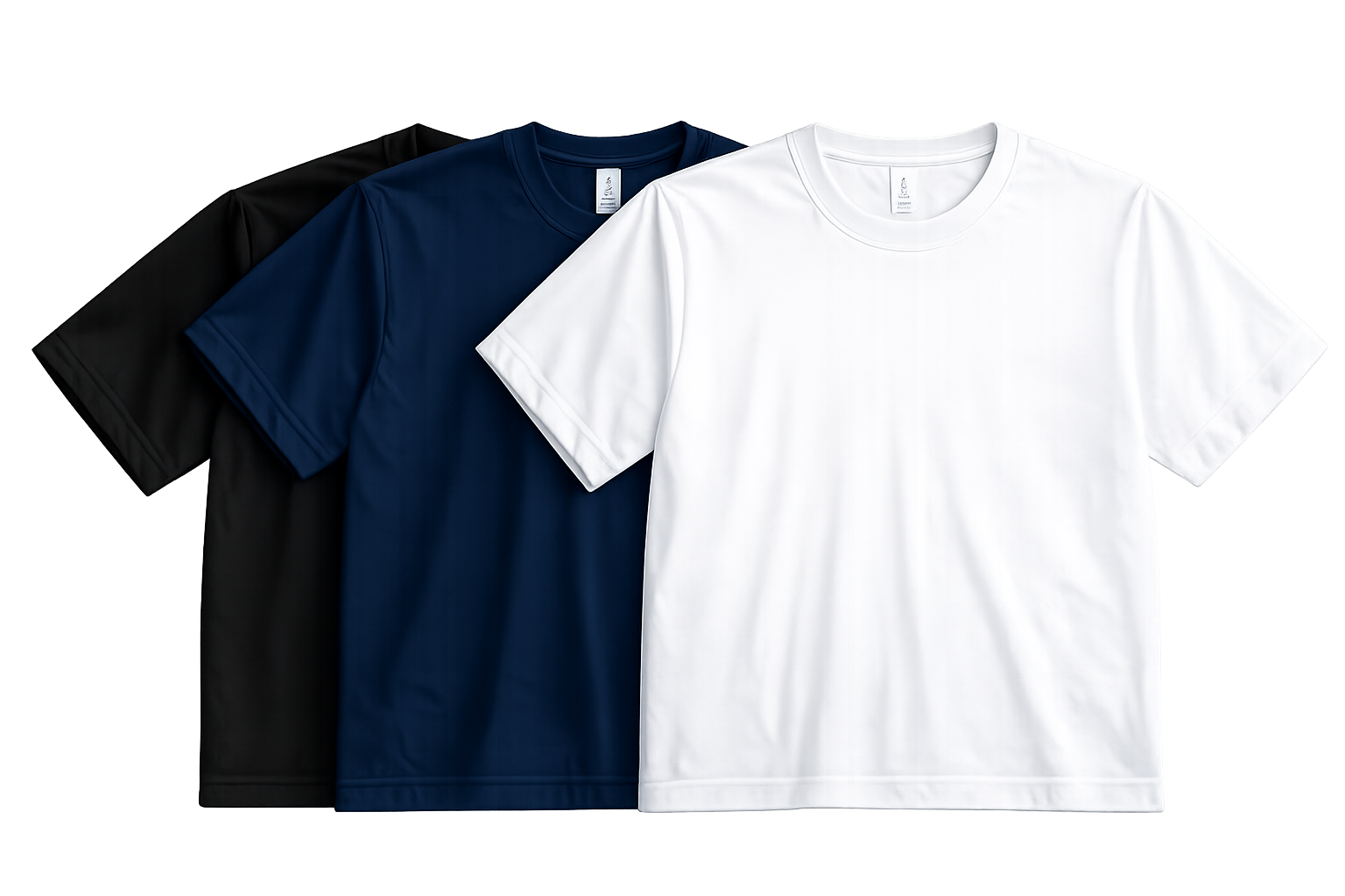 Stacked blank t-shirts in multiple colors